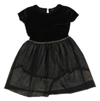 Černé třpytivé sametovo/tylové šaty 