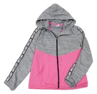 Šedo-neonově růžová propínací sportovní mikina s kapucí H&M