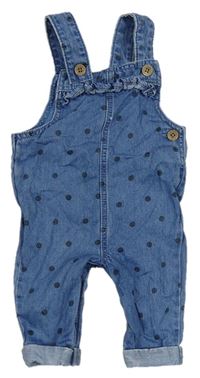 Modré puntíkaté riflové laclové kalhoty s volánkem F&F