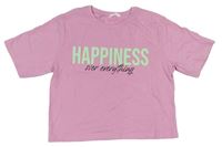 Růžové crop tričko s nápisy Candy Couture