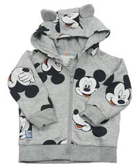 Šedá melírovaná propínací mikina s Mickey a kapucí PRIMARK