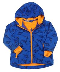 Cobaltově modro-oranžová softshellová bunda s dinosaury a kapucí Kiki&Koko