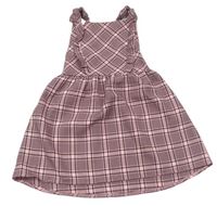 Růžovo-černo-bílé kostkovano/kárované vzorované šaty s volánky PRIMARK