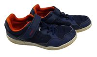 Tmavomodro/oranžovo-bílé textilno/koženkové funkční botasky Decathlon vel. 37