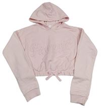 Světlerůžová oversize crop mikina s 3D logem a kapucí Pineapple