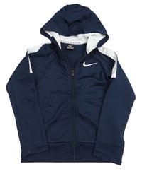 Tmavomodro-bílá propínací sportovní mikina s logem a kapucí Nike