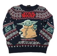 Tmavomodrý vzorovaný svetr s Yodou - Star Wars a vzorem Next