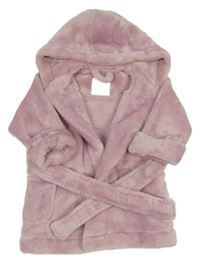 Světlerůžový plyšový župan s kapucí Next