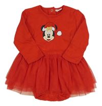 Červené body s Minnie s vánočním motivem a tylovou sukní Disney