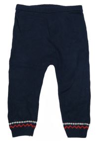 Tmavomodré pletené turecké tepláky se vzorem Tu