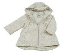 Smetanová nepromokavá zateplemá parka s kočičkami a srdíčky a kapucí s oušky ORCHESTRA