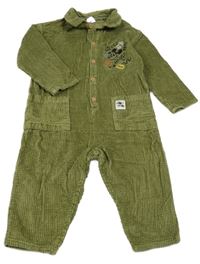 Khaki manšestrová kombinéza s Mickey a límečkem PRIMARK