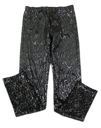 Černo-stříbrné skvrnité legíny 