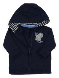 Tmavomodrá propínací mikina s Pú a Tygrem a kapucí George