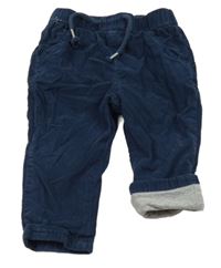 Tmavomodré manšestrové podšité kalhoty Smile