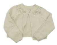 Smetanové chlupaté propínací svetrové bolérko s flitry C&A
