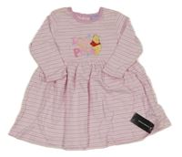 Nové - bílo-světlerůžovo-růžové pruhované šaty s Pú Disney