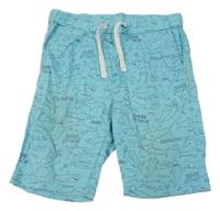 Světlemodré plátěné kraťasy se žraloky H&M