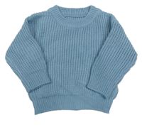 Nové - modrošedý žebrovaný pletený svetr Cozy Pixies