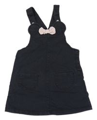 Černé teplákové riflové šaty s mašlí - Minnie H&M