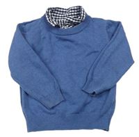 Modrý svetr s košilovým límcem Matalan
