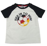 Bílo-černé sportovní tričko s míčem a nápisem Topolino