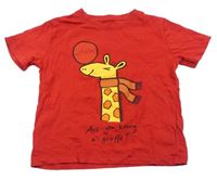 Červené tričko se žirafou 