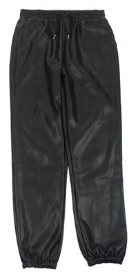 Černé koženkové cuff kalhoty Primark