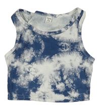 Tmavomodro-bílý batikovaný crop top Shein