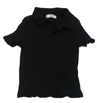 Černé žebrované polo crop tričko C&A
