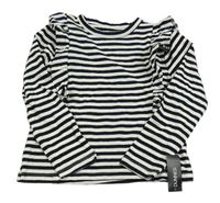 Nové - Černo-bílé pruhované triko s volánky Dunnes