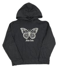 Antracitová lehká mikina s motýlem a kapucí Dopodopo