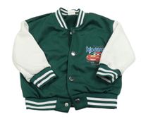 Tmavozeleno-bílá baseballová mikina s Bleskem McQueenem