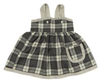 Šedo-světlešedo-černé kostkované laclové šaty