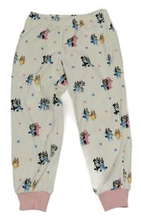 Smetanové žebrované plyšové pyžamové kalhoty s Bluey