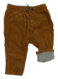 Hnědé manšestrové podšité kalhoty H&M