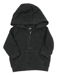 Antracitová propínací mikina s výšivkou a kapucí F&F