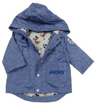 Modrá melírovaná šusťáková jarní bunda s Mickeym a kapucí Disney