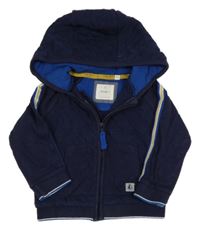 Tmavomodrá prošívaná propínací mikina s kapucí Jasper Conran