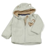 Smetanová chlupatá propínací mikina se psem a kapucí Lupilu