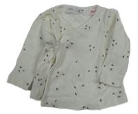 Smetanové vzorované žebrované zavinovací triko Zara