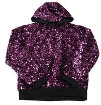 Tmavorůžová flitrová podšitá mikina s kapucí Dunnes