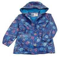 Modrá vzorovaná nepromokavá lehce zateplená bunda s kapucí Pocopiano