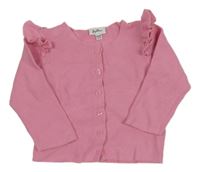 Růžový propínací svetr s volánky Fagottino