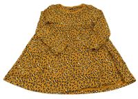 Medové bavlněné šaty s leopardím vzorem Next
