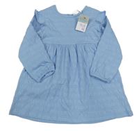 Nové - Světlemodré pruhované šaty s volánky Primark