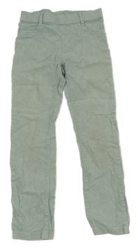 Světlezelené třpytivé manšestrové elastické kalhoty H&M