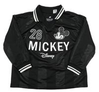 Černé pruhované sportovní triko s Mickeym a límečkem H&M