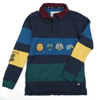 Tmavomodro-petrolejovo-zelené polo mikinotriko se zvířaty - Harry Potter M&S