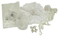 Nové - 9set - 4x sponky do vlasů s květinami + čelenka s broží + gumička + organzová stuha + šátek na culík